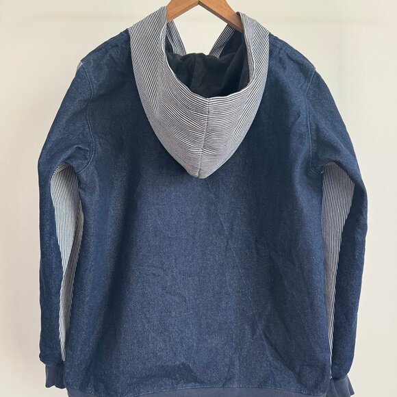 Denim + Hickory Stripe Hoodie Jacket - Picture 2 of 8